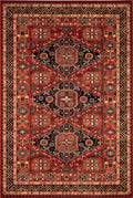 Kashqai Kazak Triple Medallion Terracotta Rug