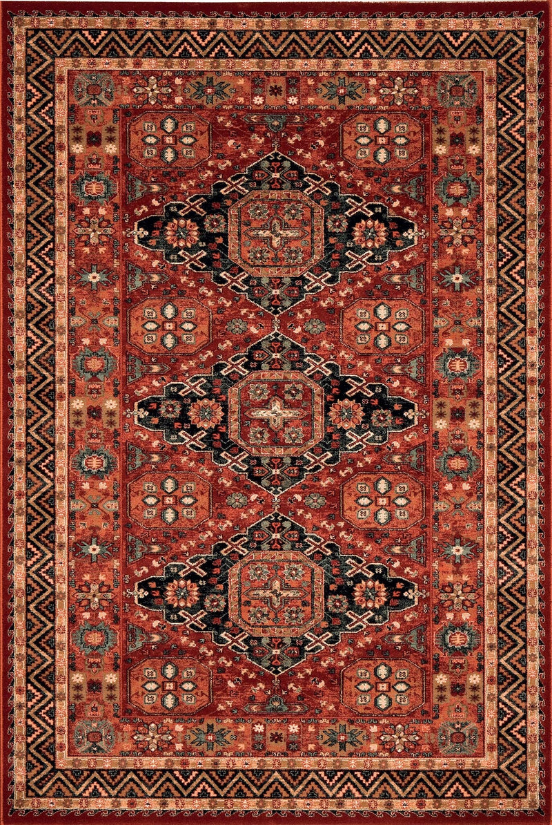 Kashqai Kazak Triple Medallion Terracotta Rug