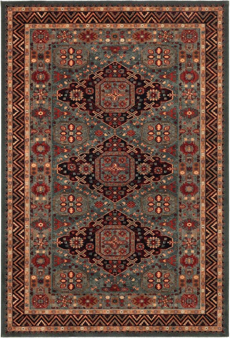 Kashqai Kazak Triple Medallion Green Rug