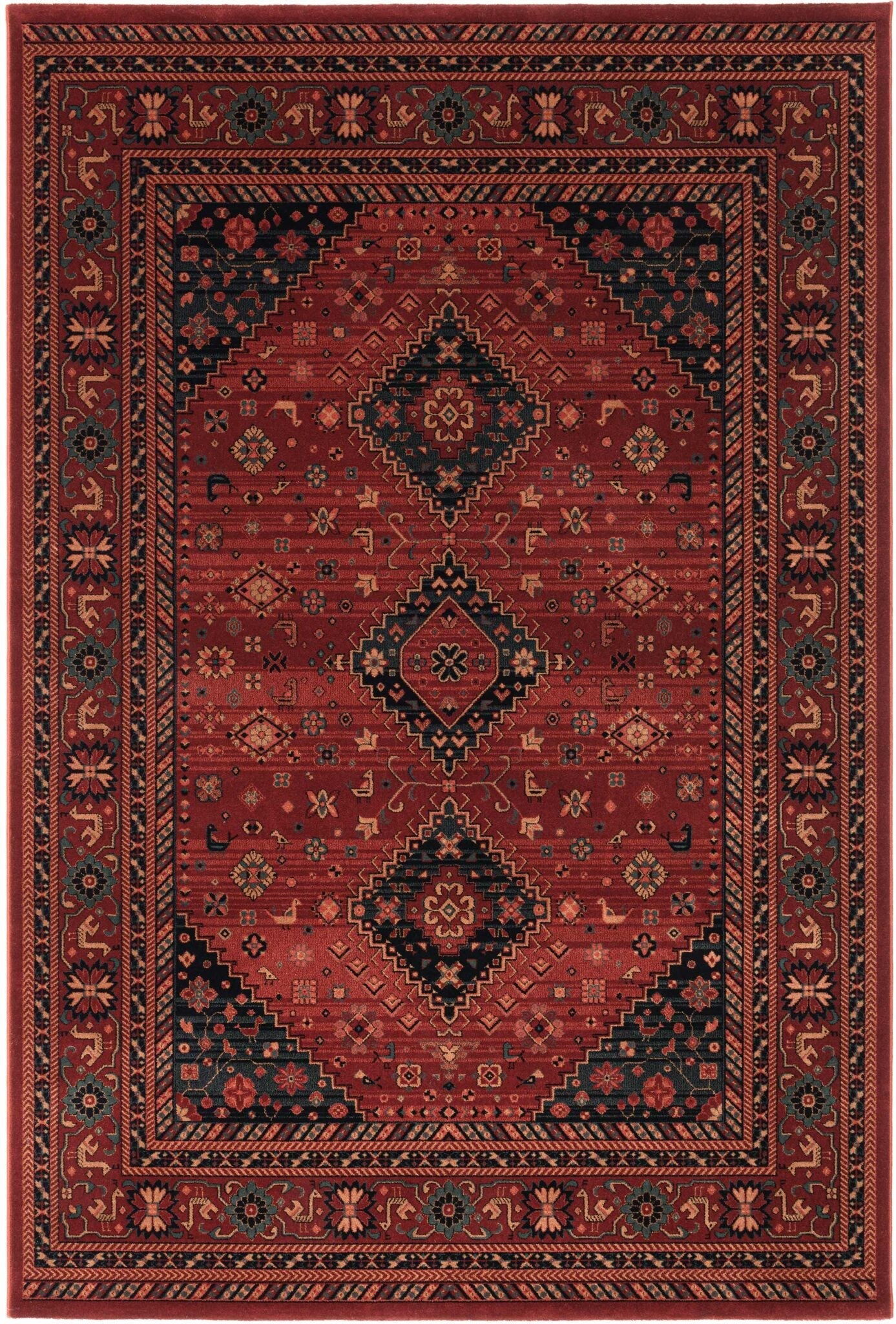 Kashqai Shiraz Medallion Red Rug