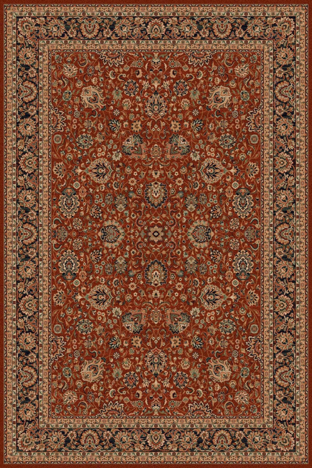 Kashqai Tabriz Floral Terracotta Rug