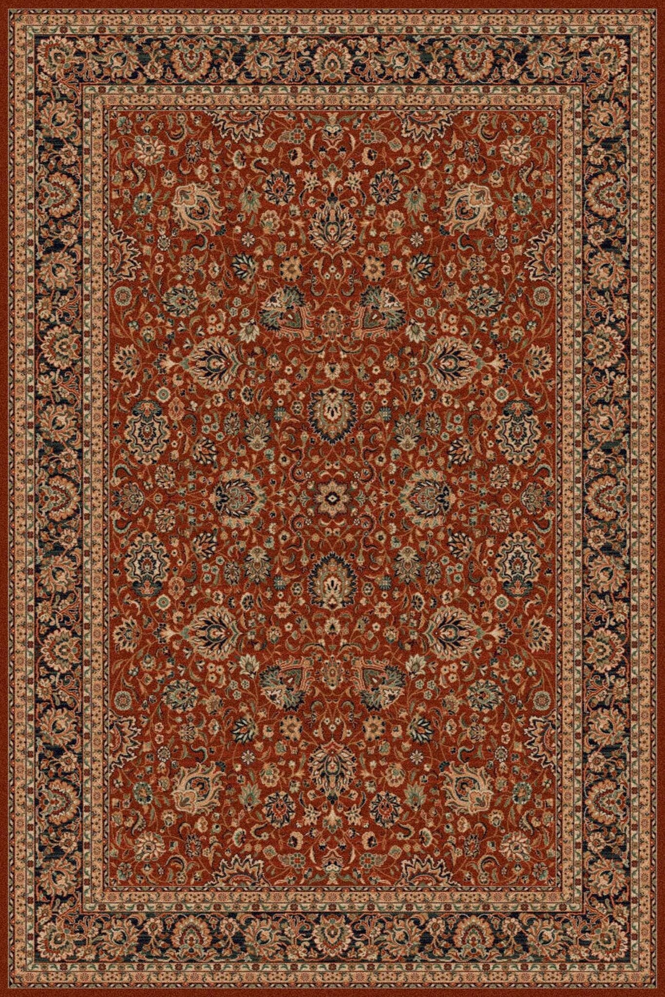 Kashqai Tabriz Floral Terracotta Rug
