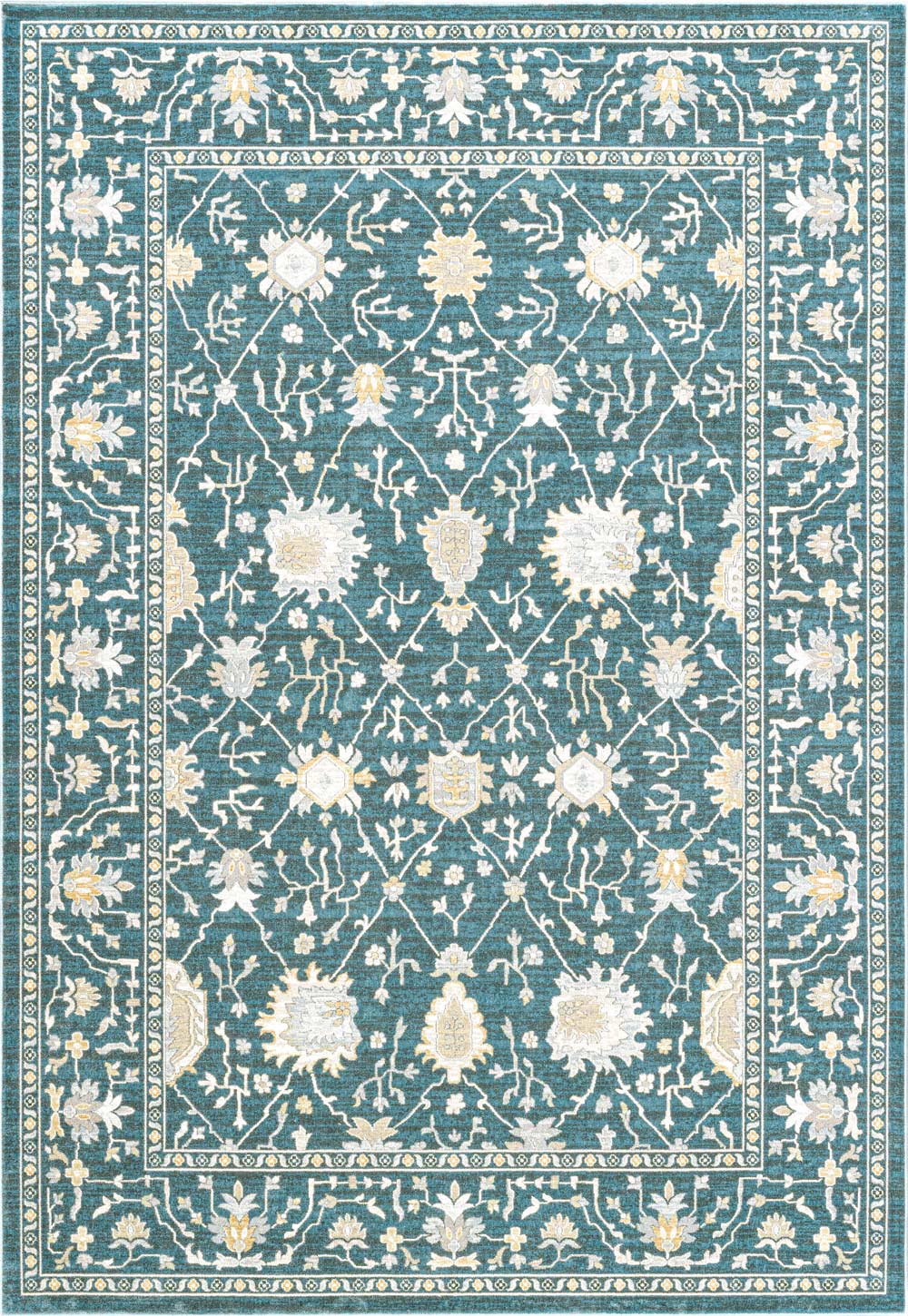 Paprika Faded Floral Blue Rug