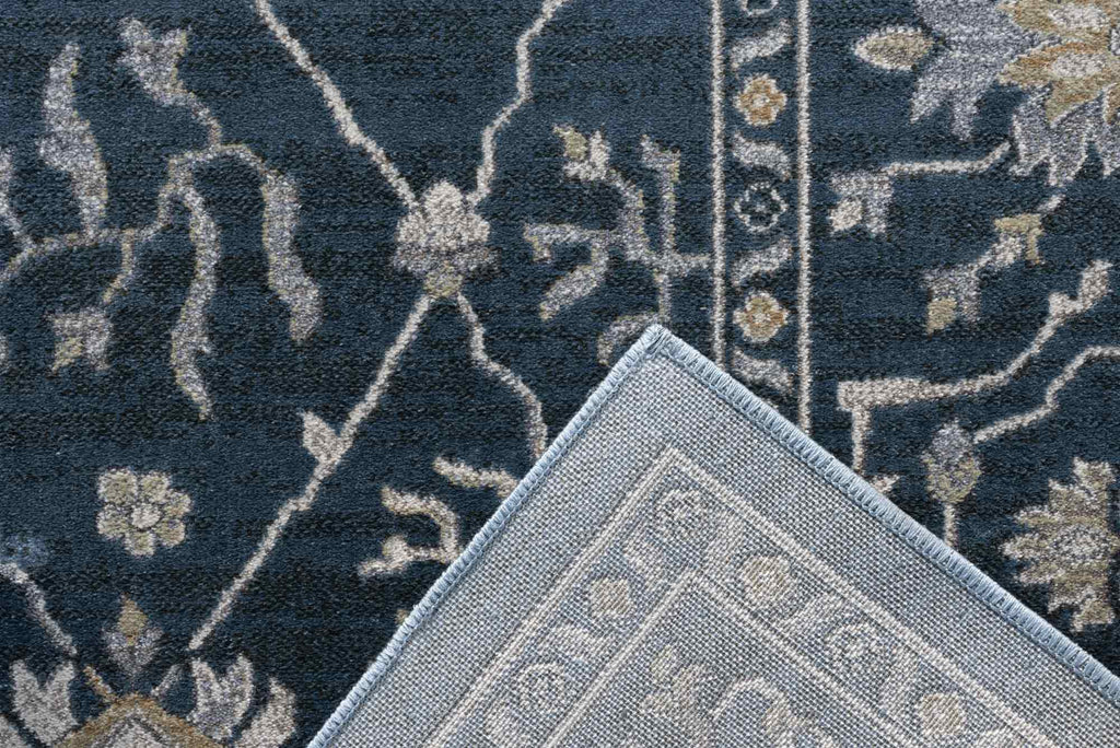 Paprika Faded Floral Blue Rug