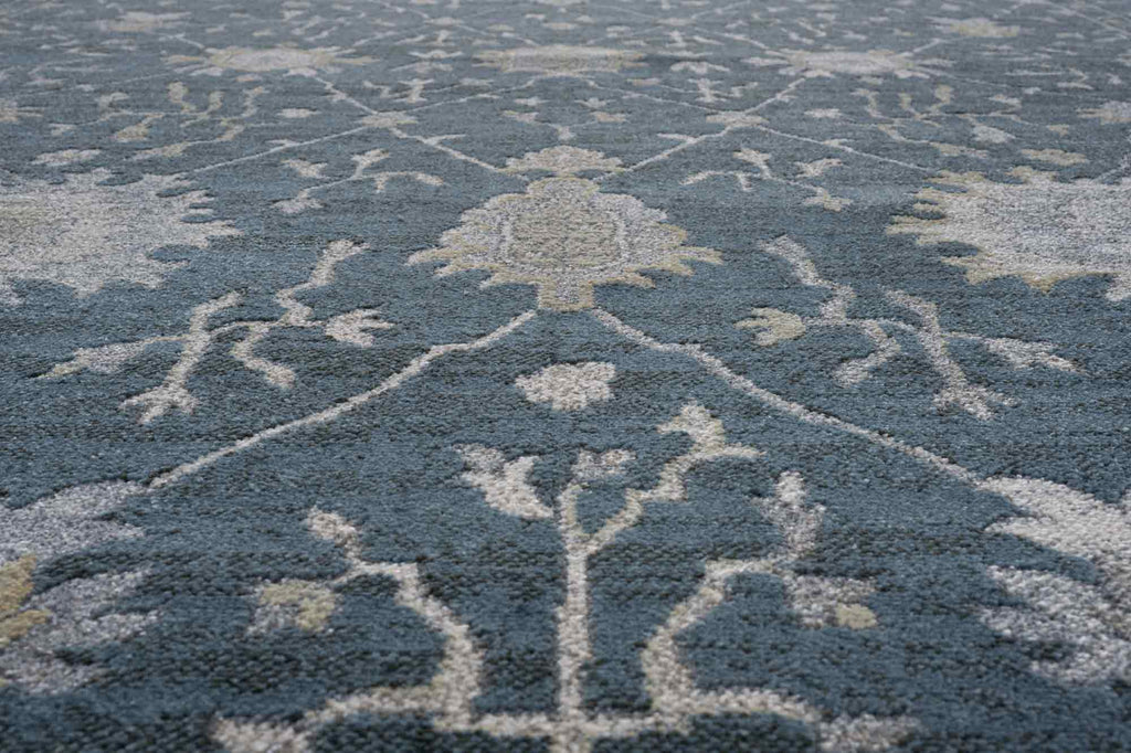 Paprika Faded Floral Blue Rug