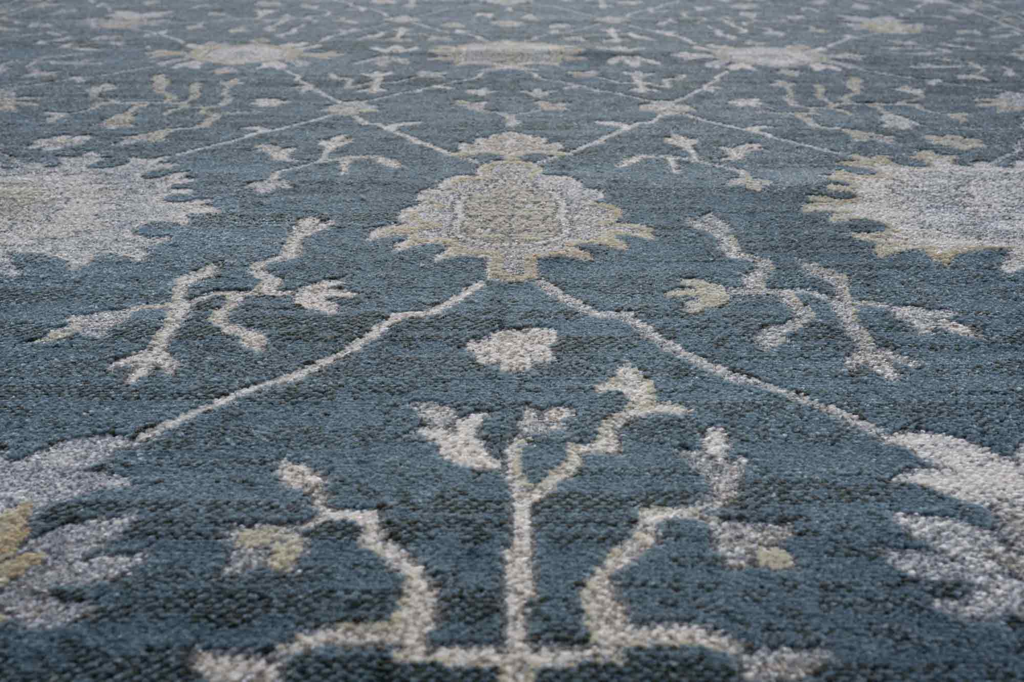 Paprika Faded Floral Blue Rug