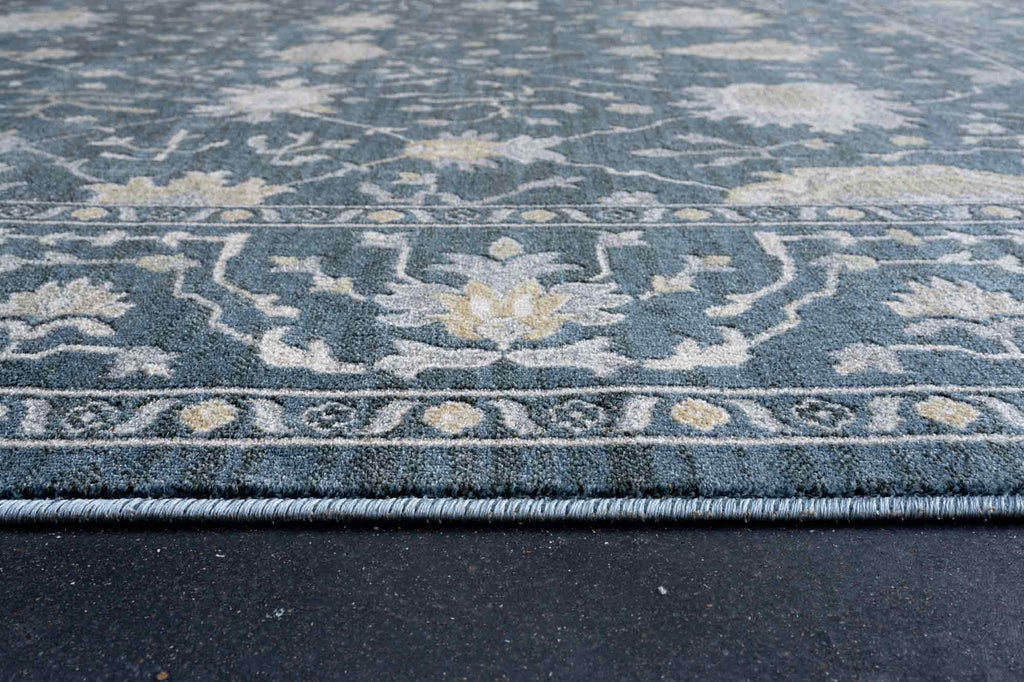 Paprika Faded Floral Blue Rug