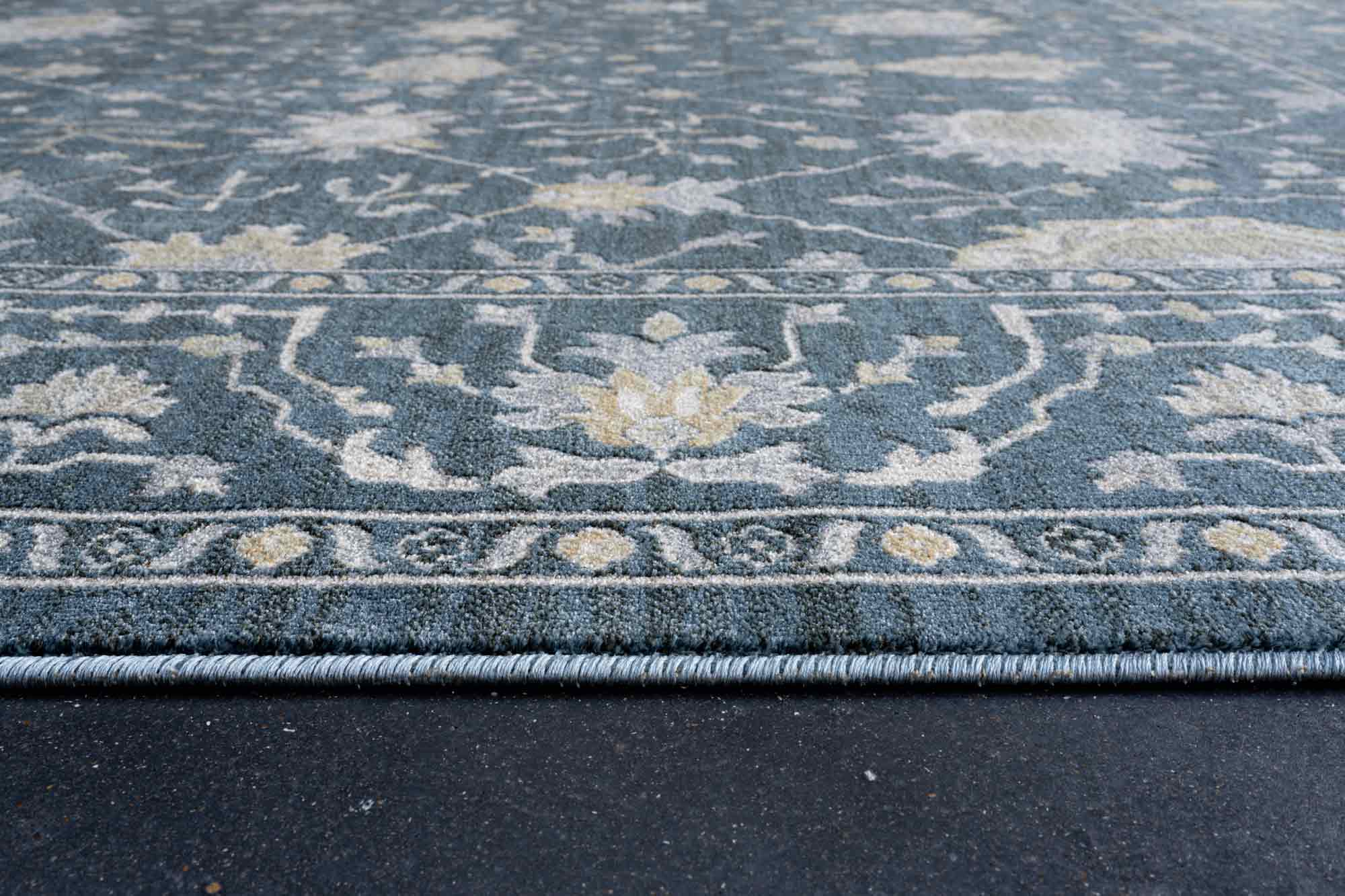 Paprika Faded Floral Blue Rug