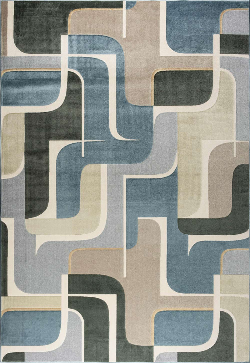 Paprika Retro Geo Blue Rug