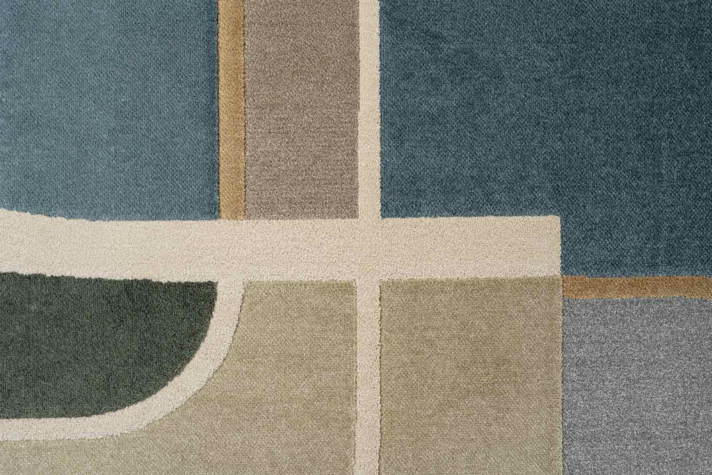 Paprika Retro Geo Blue Rug