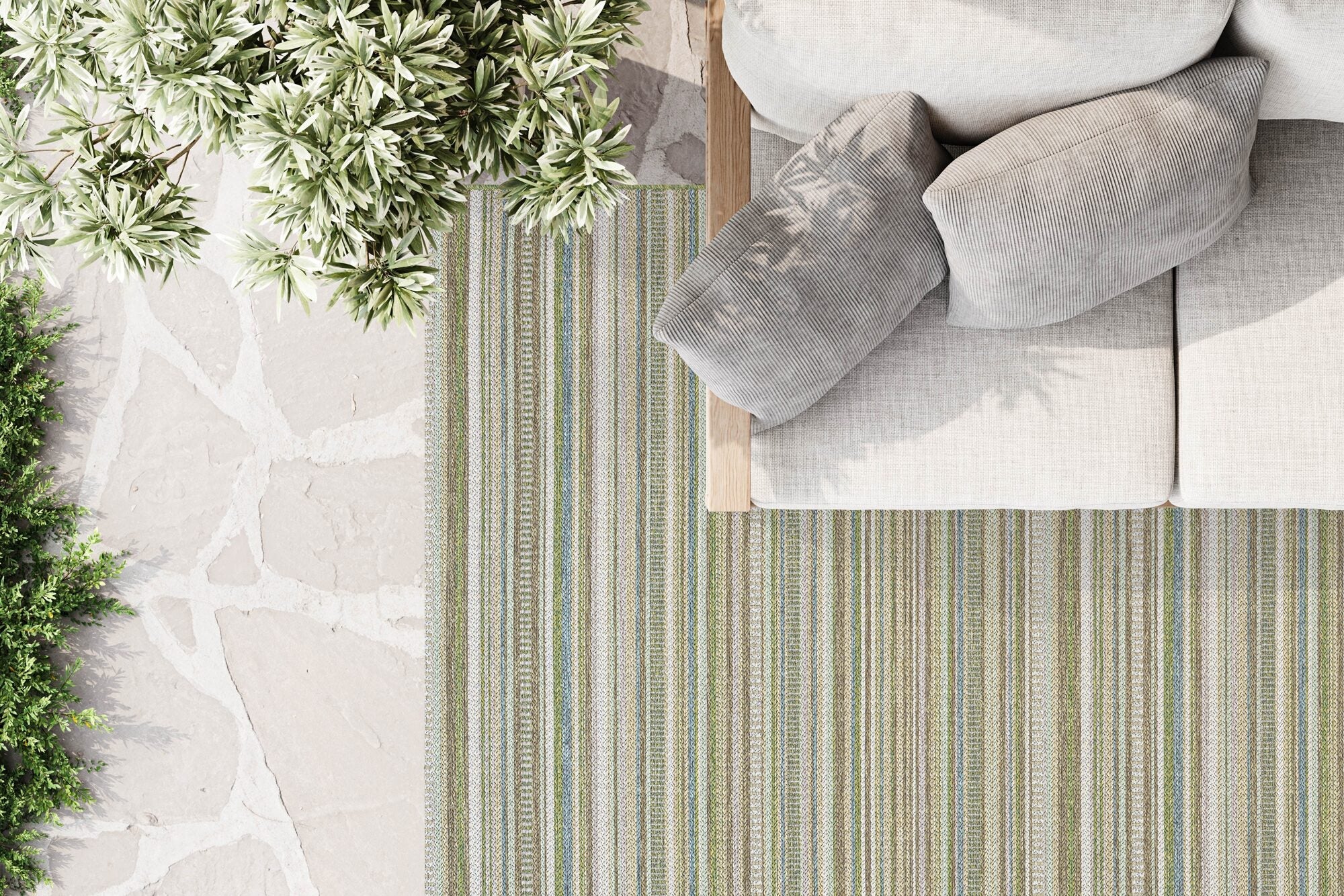 Brighton Deckchair Stripe Green Rug