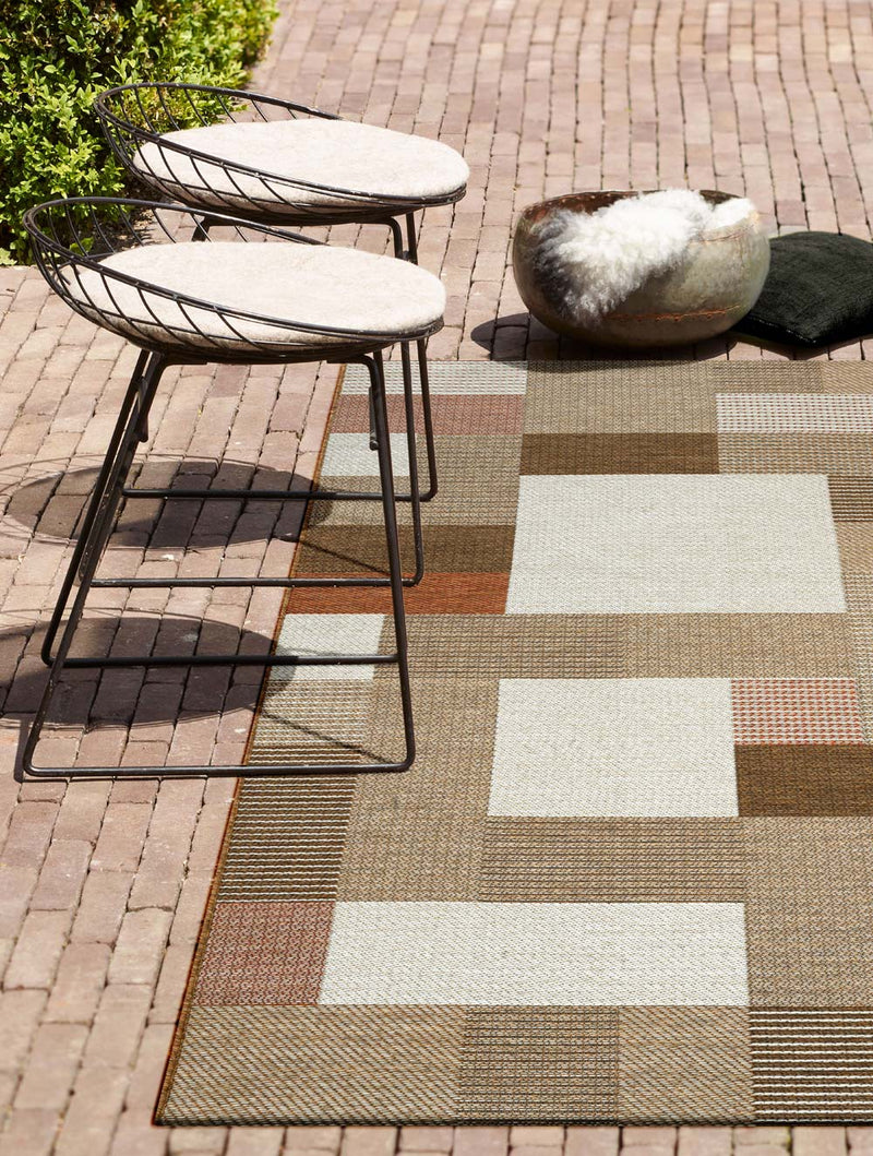 Brighton Patchwork Block Terracotta Rug