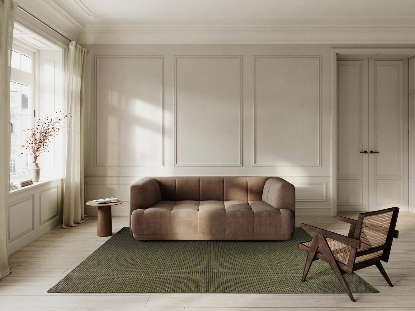 Brighton Sandstone Plain Green Rug