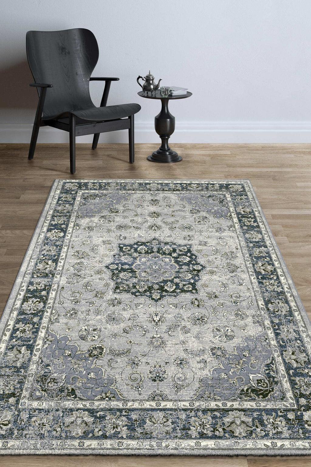 Da Vinci Kerman Medallion Blue Rug