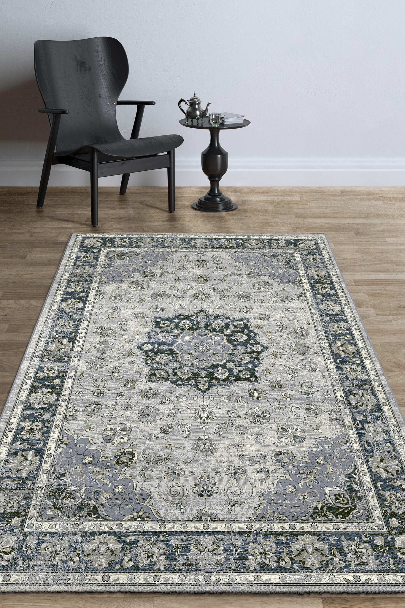 Da Vinci Kerman Medallion Blue Rug