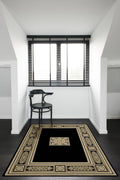 Da Vinci Aubusson Rosette Black Rug