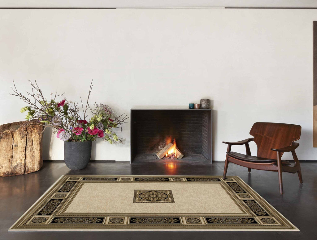 Da Vinci Aubusson Rosette Beige Rug