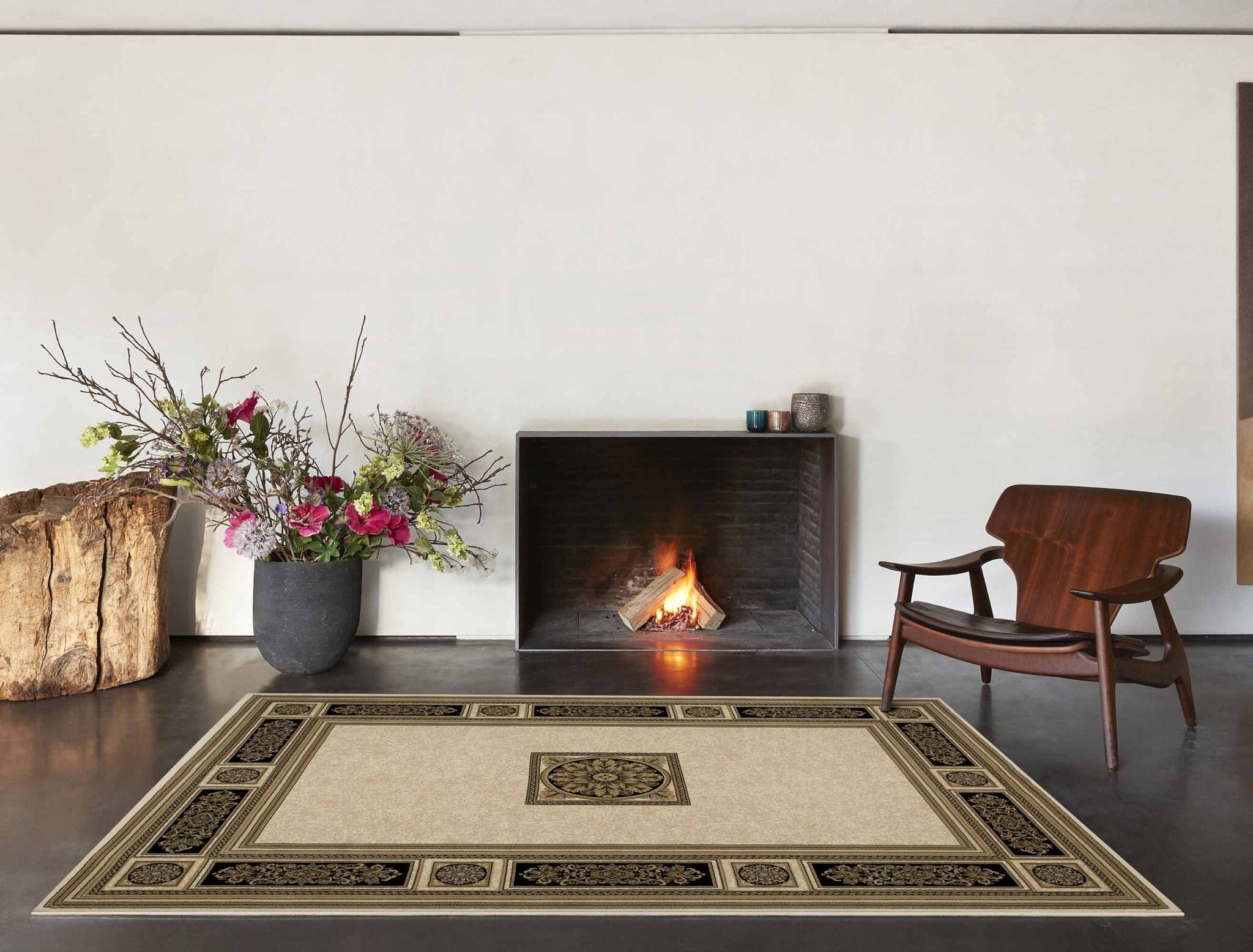 Da Vinci Aubusson Rosette Beige Rug