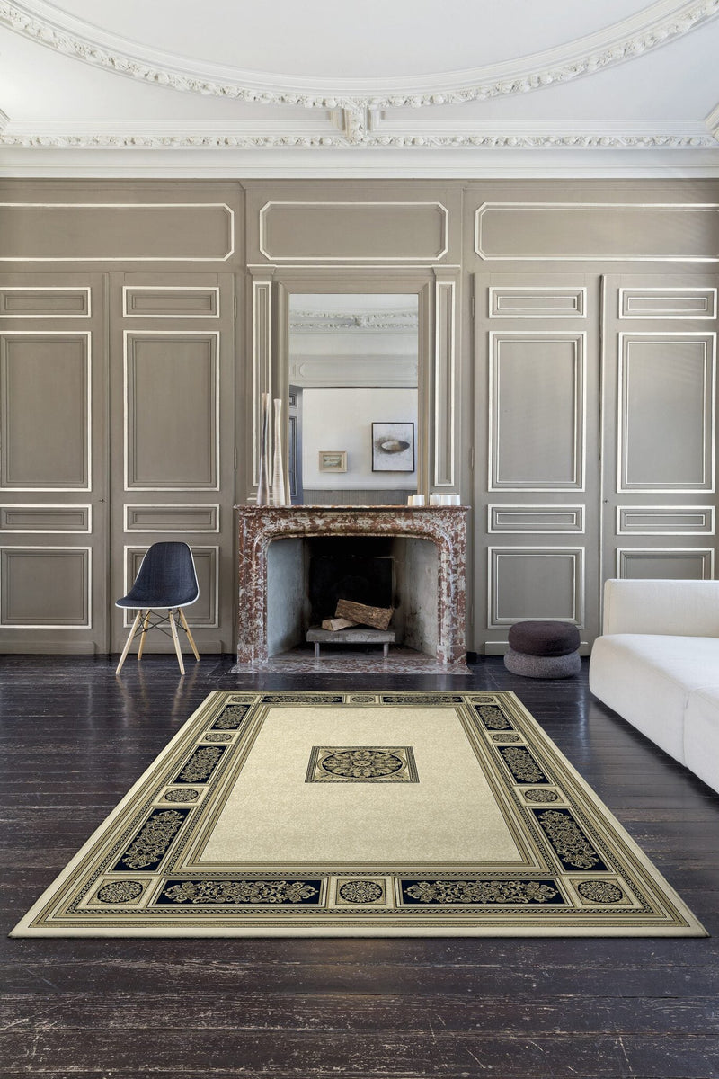 Da Vinci Aubusson Rosette Beige Rug