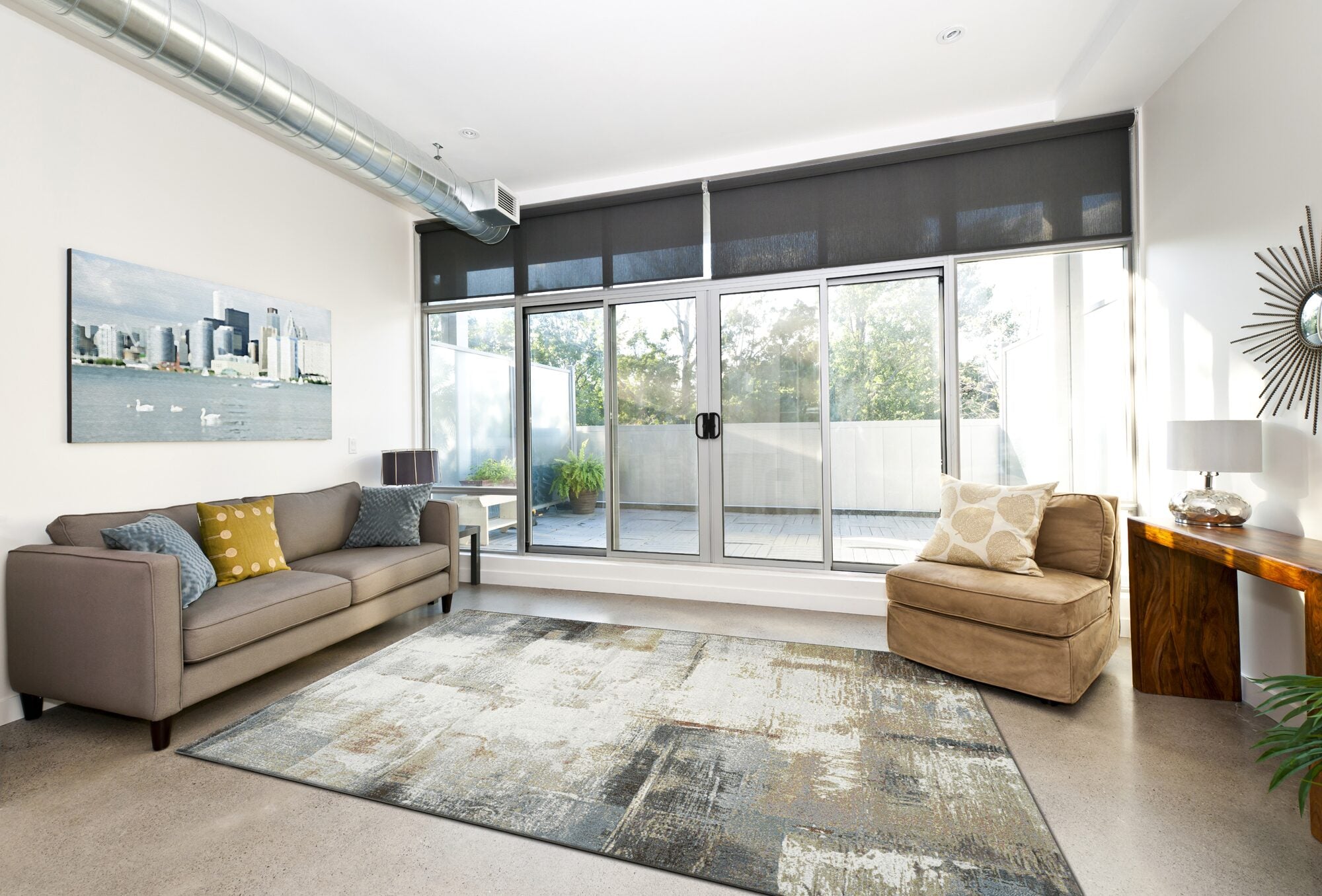 Galleria Distressed Canvas Blue Rug