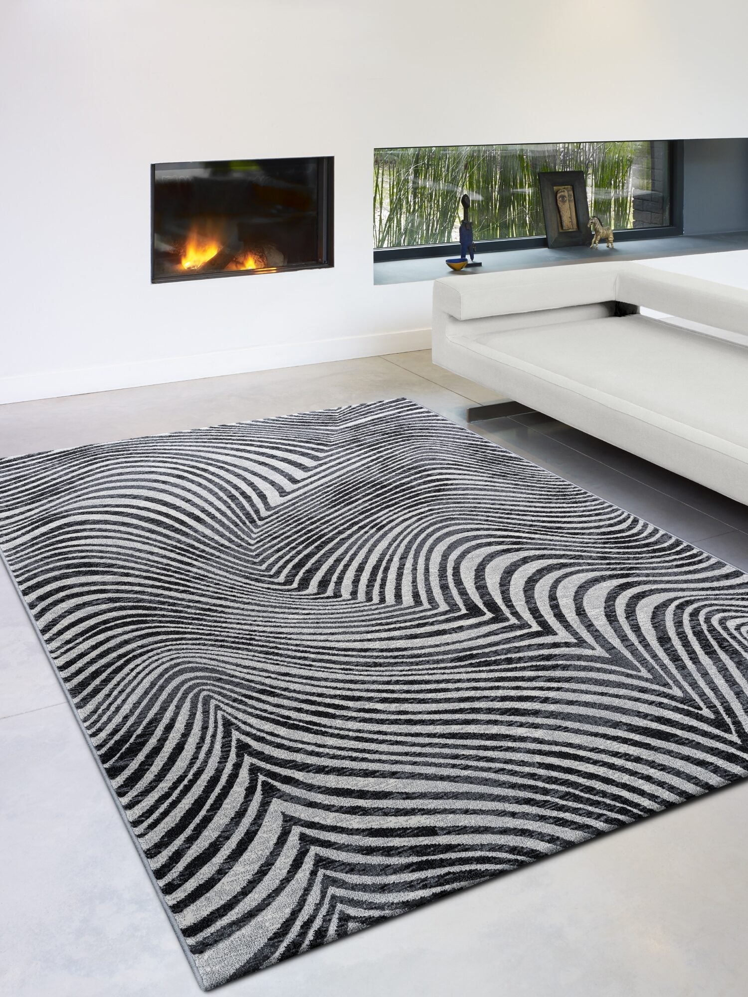 Galleria Carved Wave Grey Rug