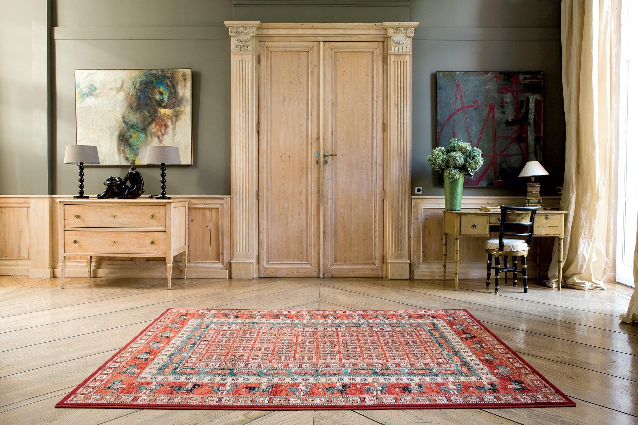 Kashqai Pazyryk Panel Terracotta Rug
