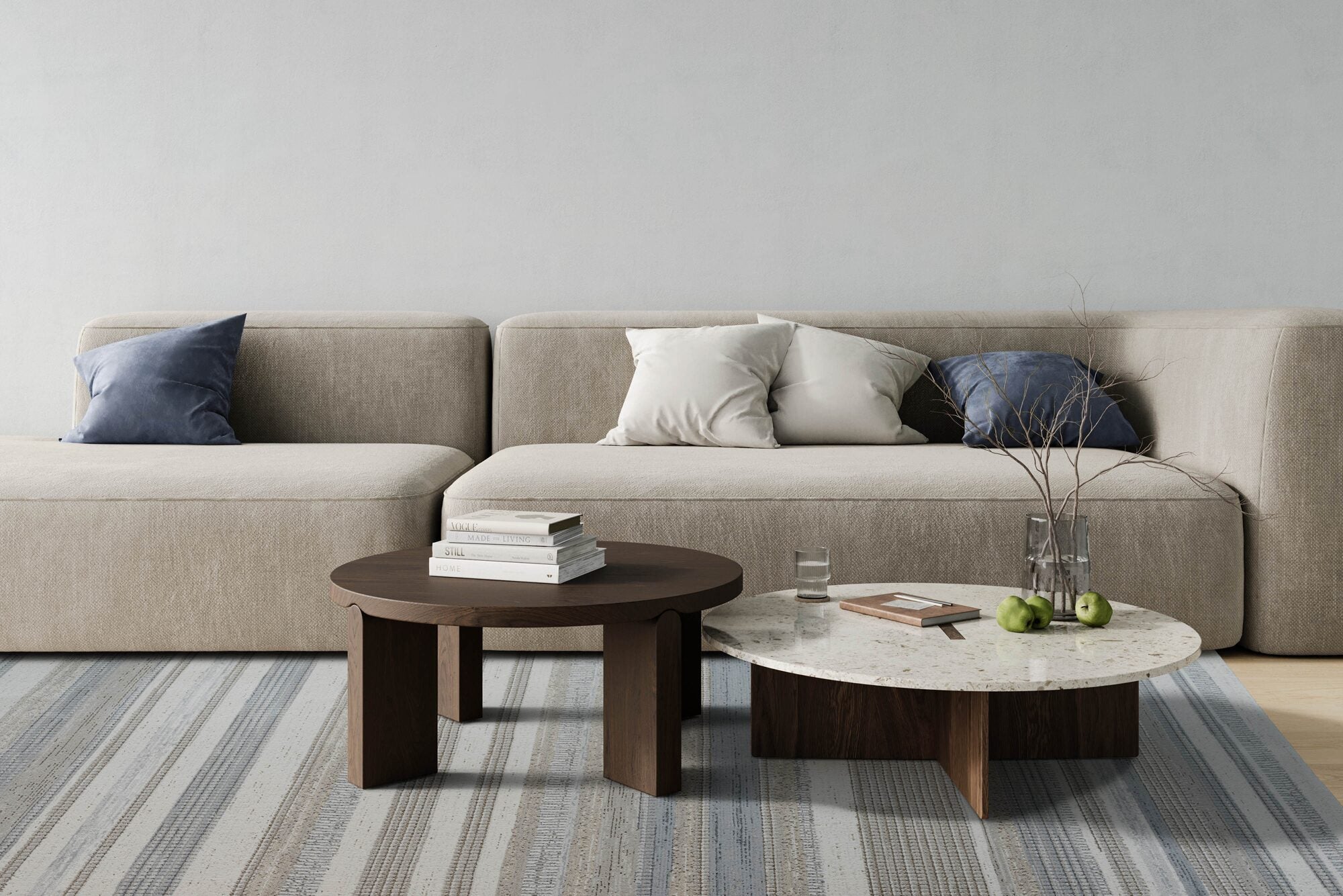 Oslo Hazy Stripe Cream Grey Beige Rug
