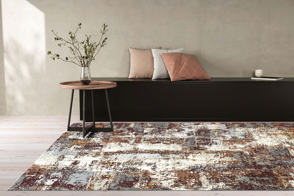 Paprika Distressed Abstract Beige Rug