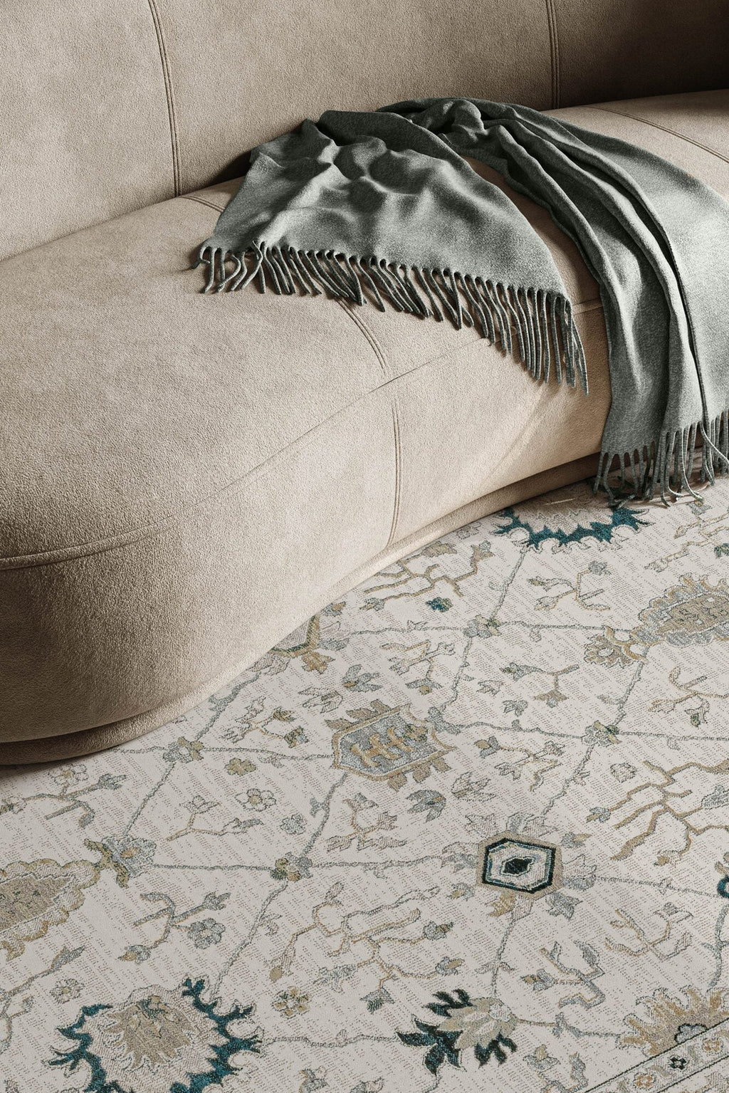 Paprika Faded Floral Cream Rug