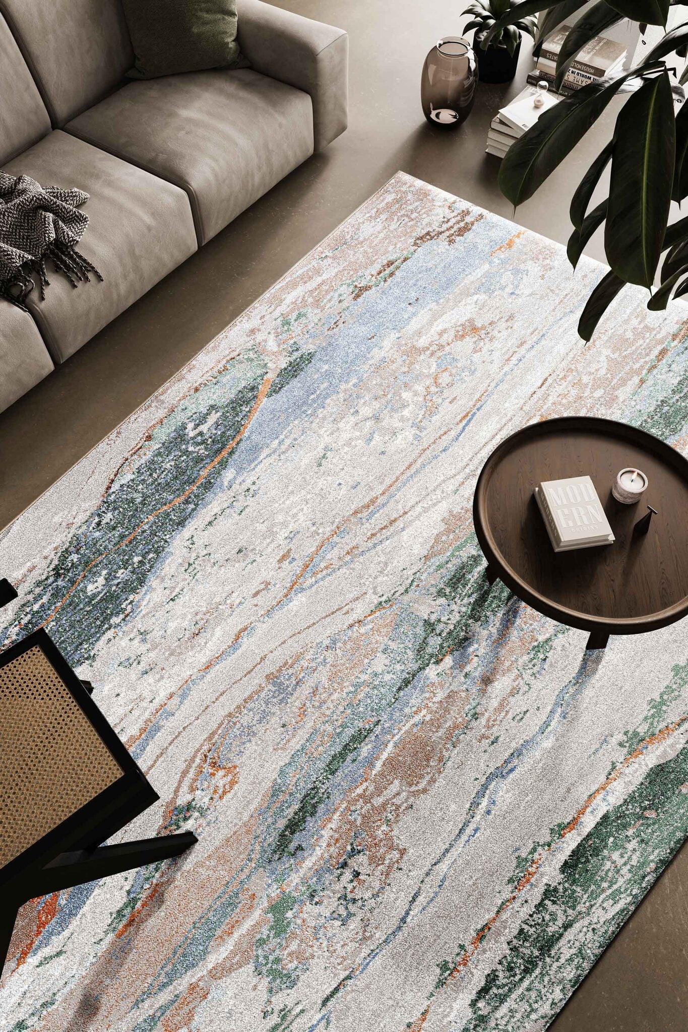 Quartz Agate Stripe Cream Green Rug