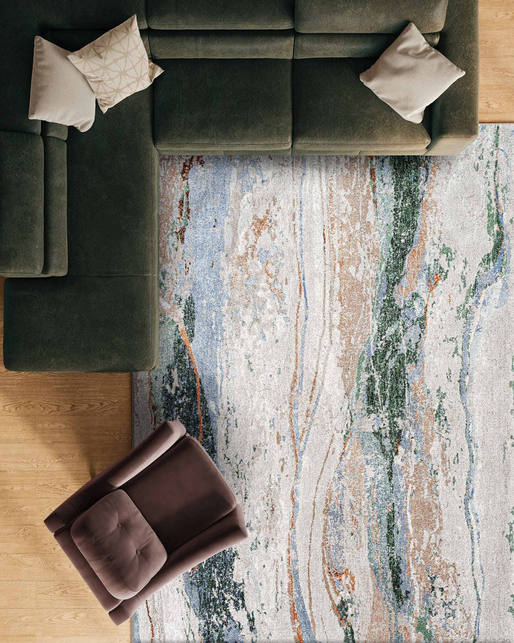 Quartz Agate Stripe Cream Green Rug