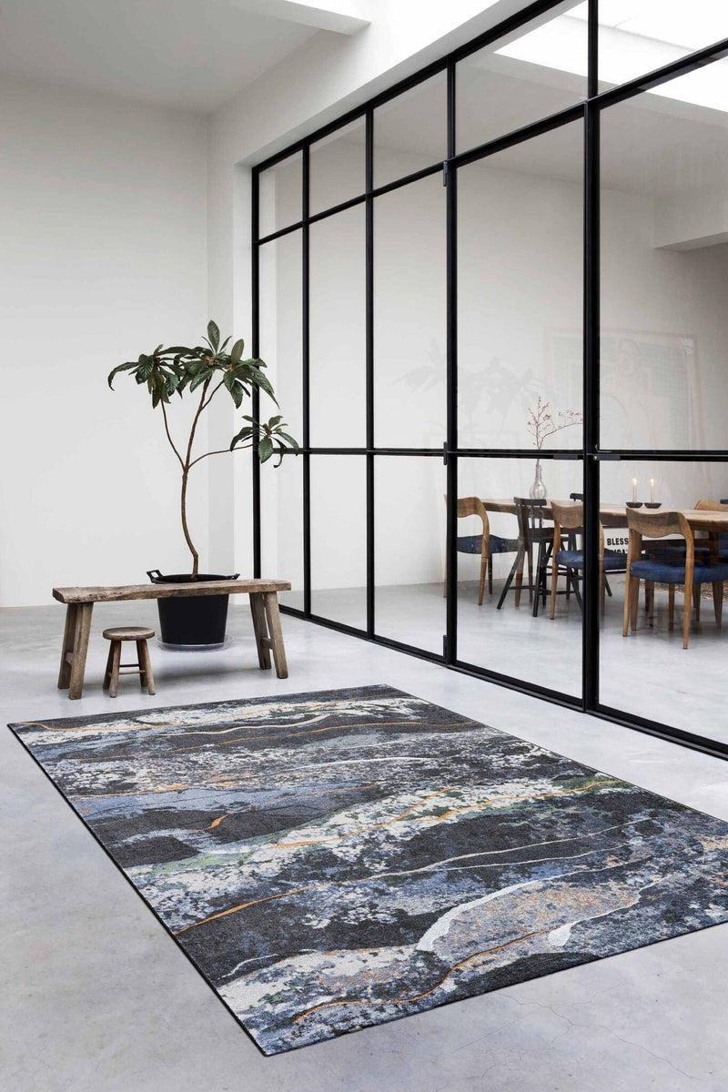 Quartz Mineral Flow Blue Rug