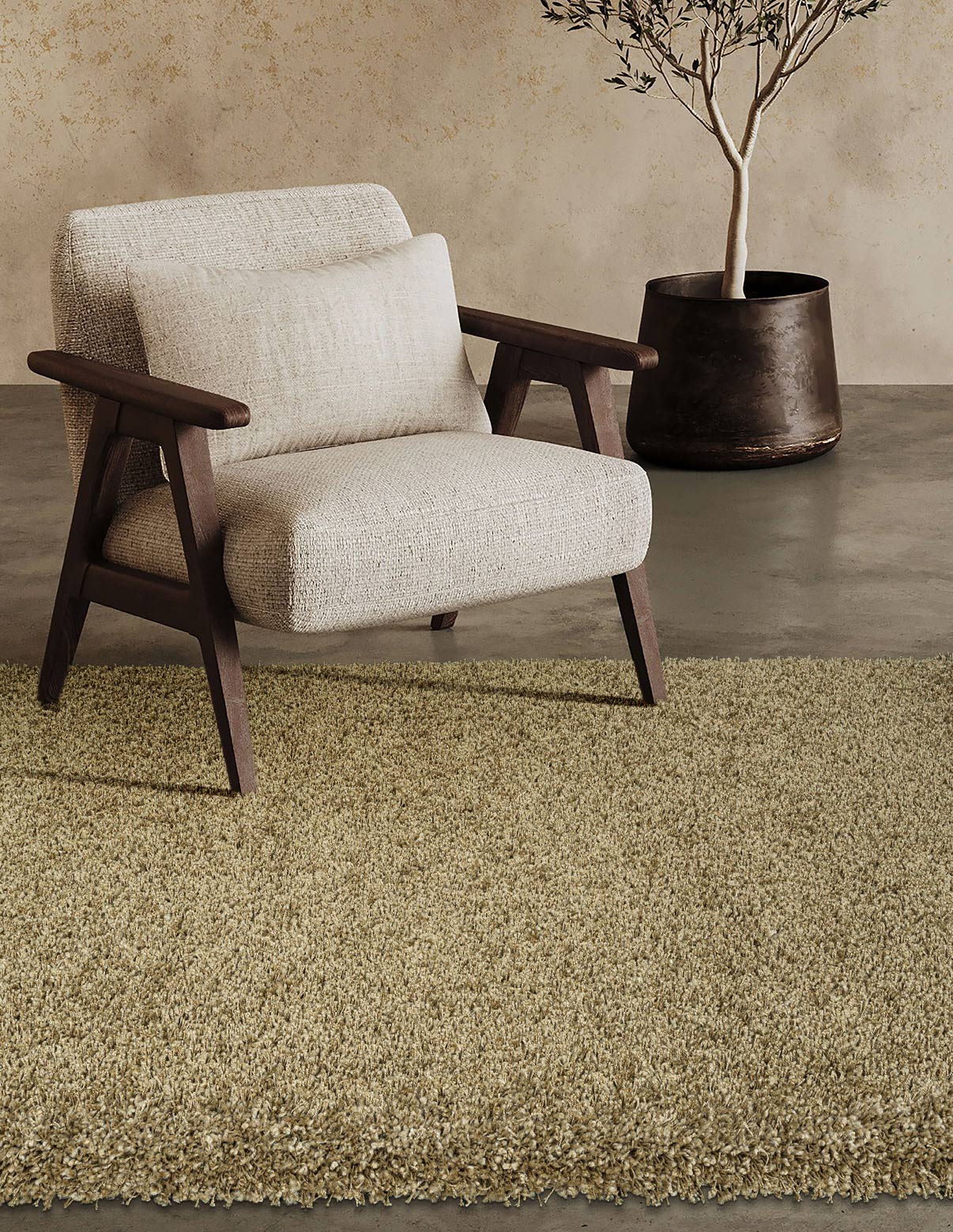 Twilight Shaggy Plain Gold Rug