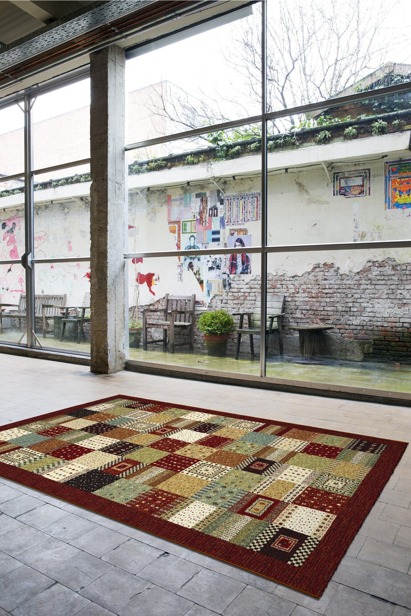 Woodstock Patchwork Folk Red Rug