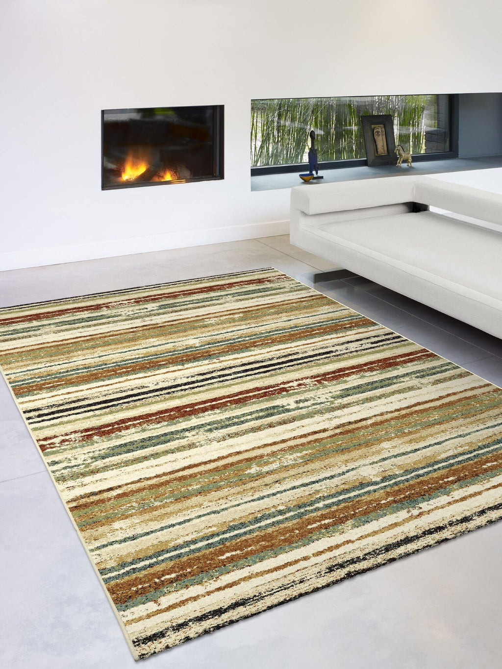 Woodstock Faded Stripe Beige Rug