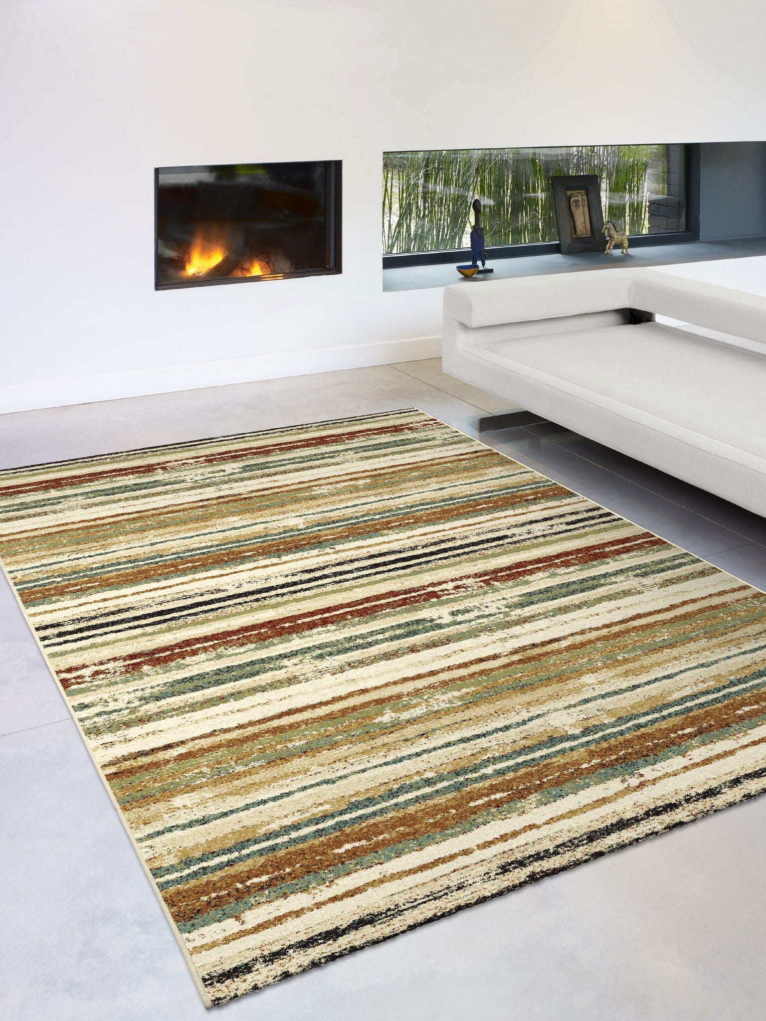 Woodstock Faded Stripe Beige Rug