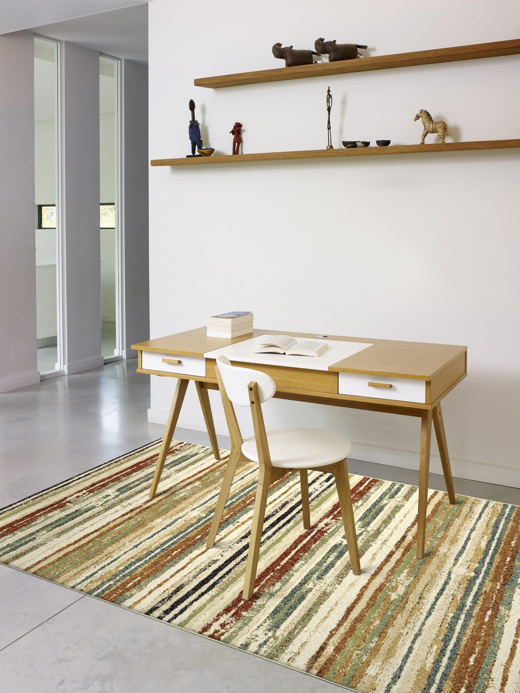 Woodstock Faded Stripe Beige Rug