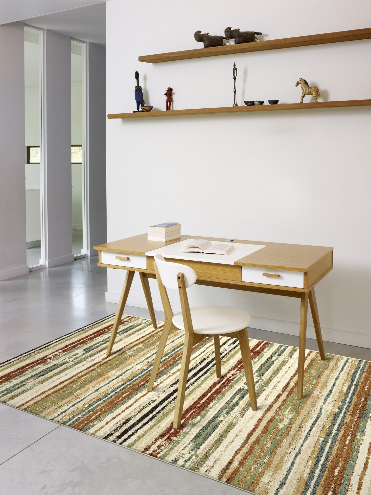 Woodstock Faded Stripe Beige Rug