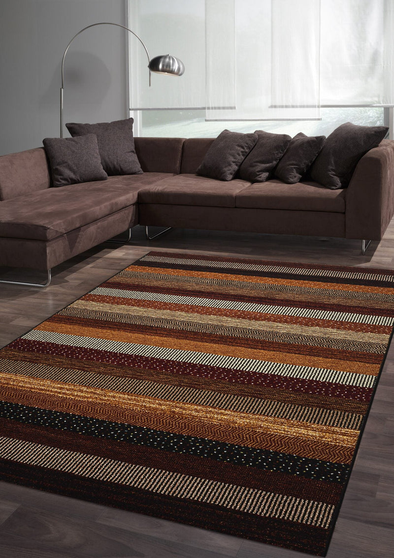 Woodstock Textured Stripe Red Rug