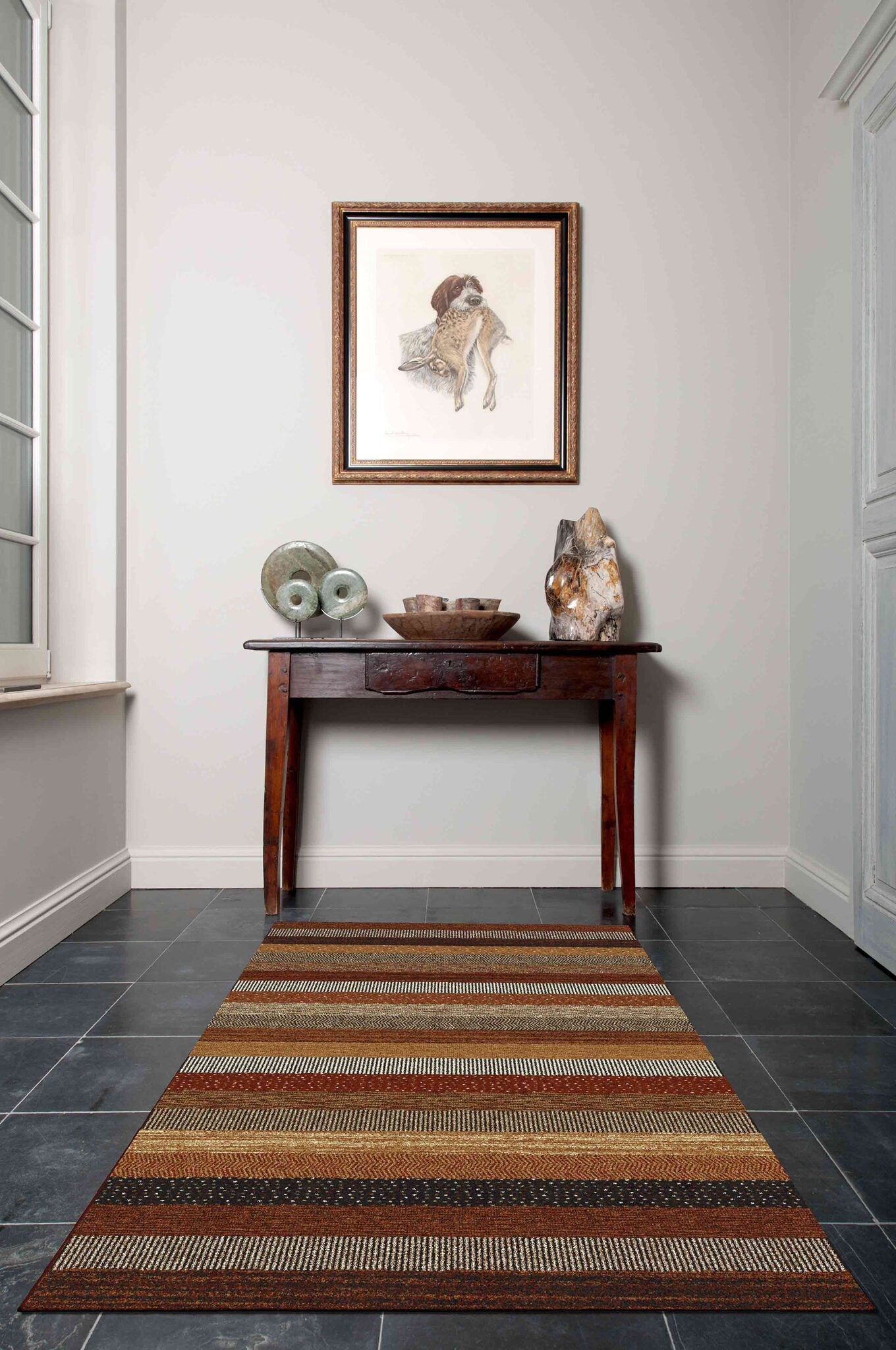Woodstock Textured Stripe Red Rug