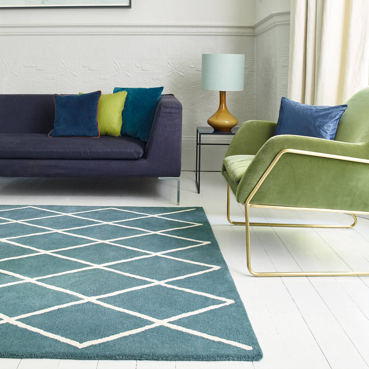 Albany Diamond Teal Rug