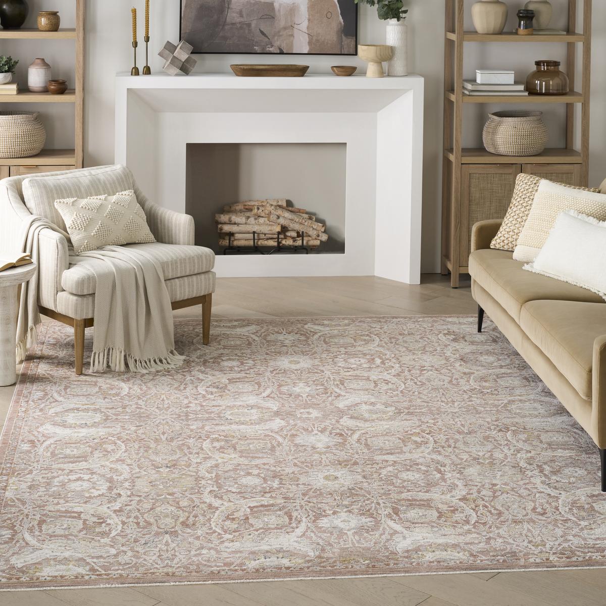 Antique Fusion Floral Lattice Brick Rug