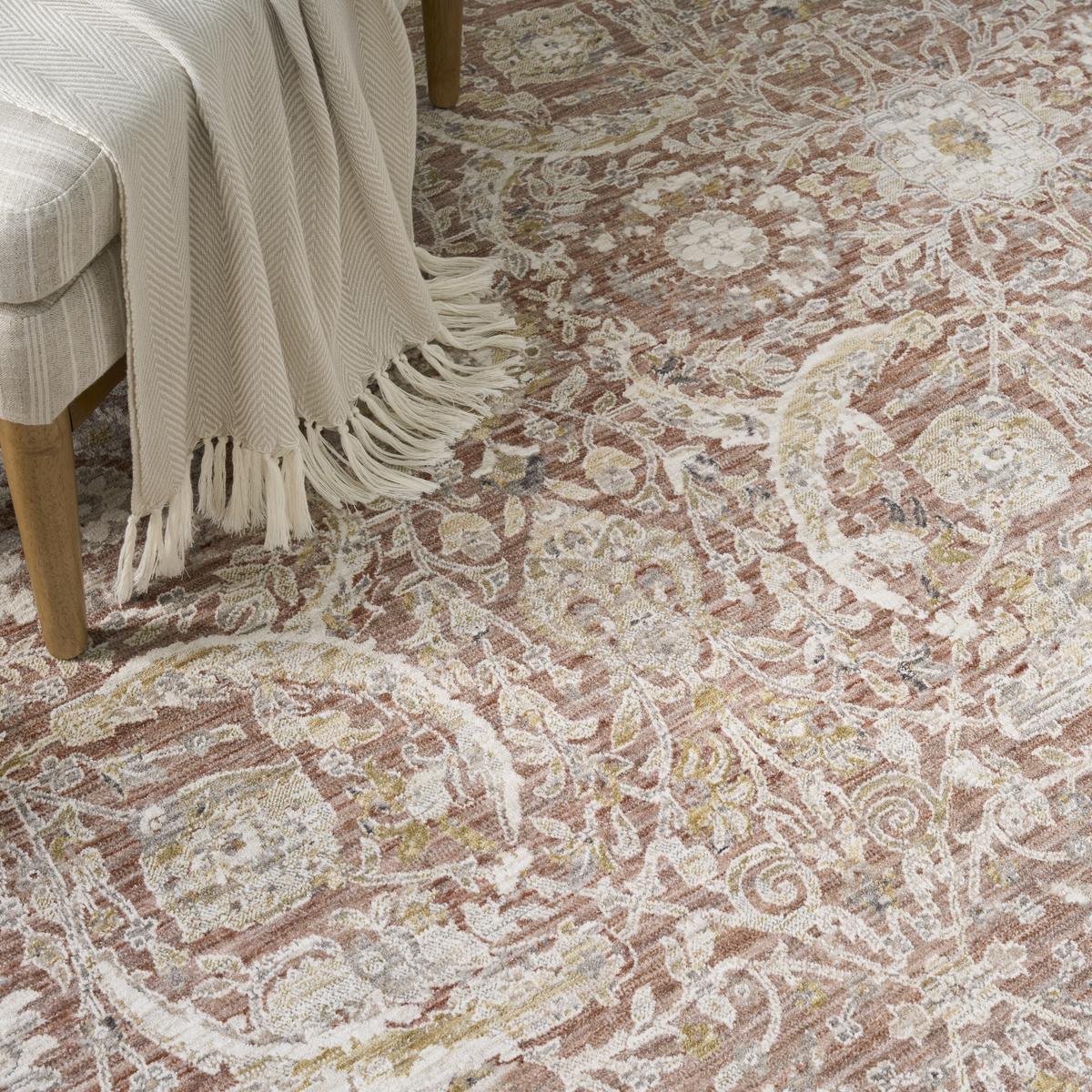 Antique Fusion Floral Lattice Brick Rug