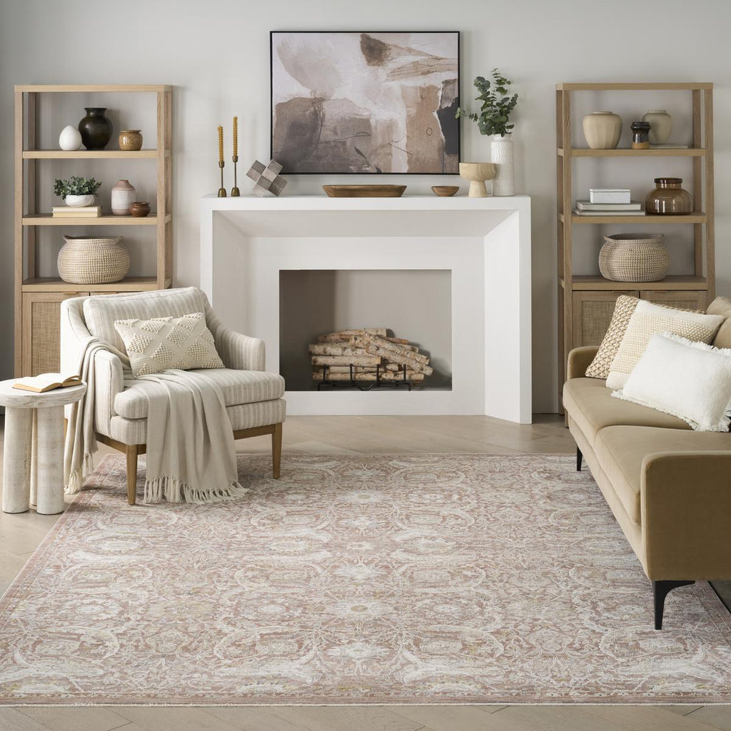 Antique Fusion Floral Lattice Brick Rug