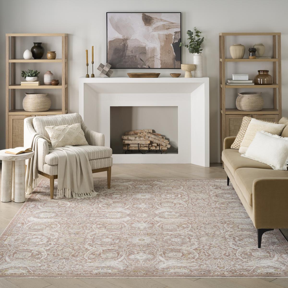 Antique Fusion Floral Lattice Brick Rug