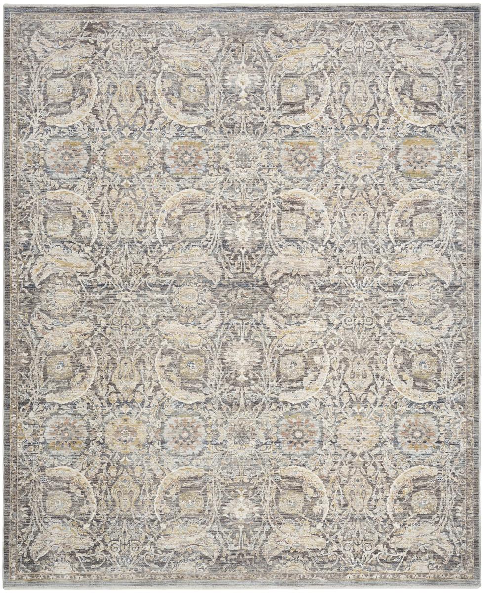 Antique Fusion Floral Lattice Charcoal Multicolour Rug