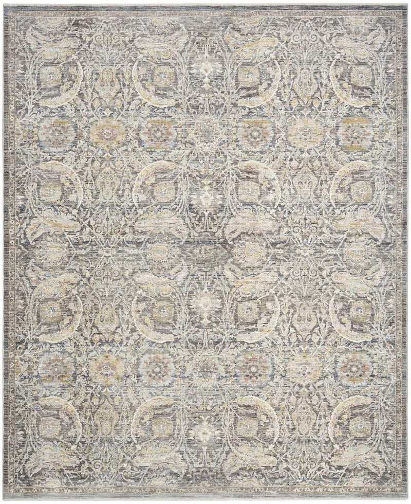 Antique Fusion Floral Lattice Charcoal Multicolour Rug