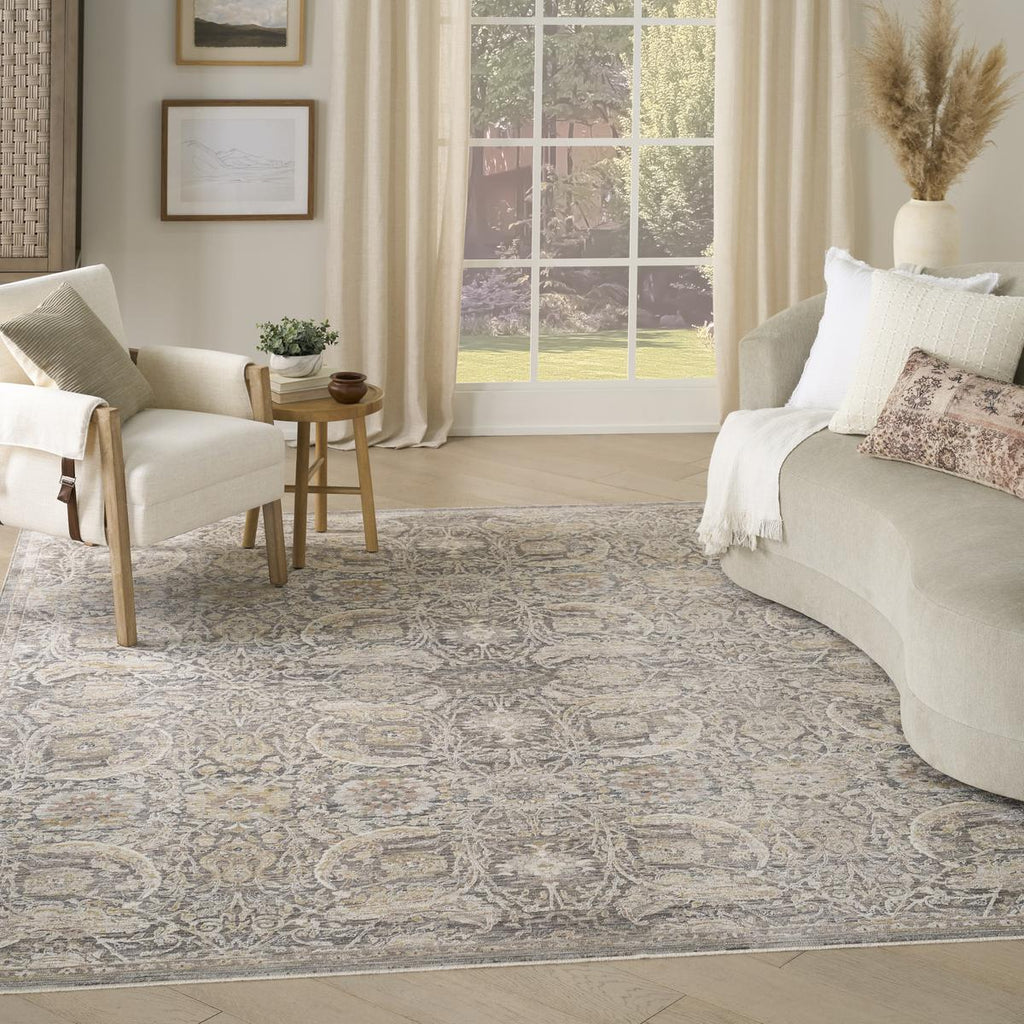 Antique Fusion Floral Lattice Charcoal Multicolour Rug