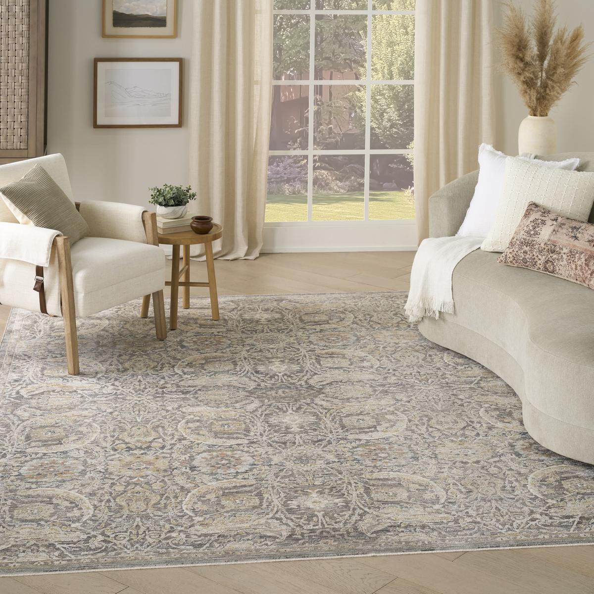 Antique Fusion Floral Lattice Charcoal Multicolour Rug