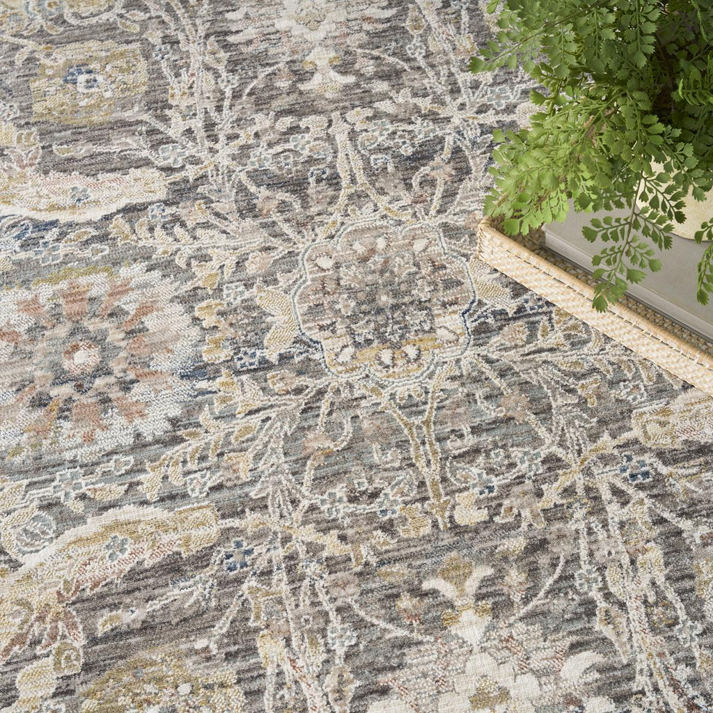 Antique Fusion Floral Lattice Charcoal Multicolour Rug